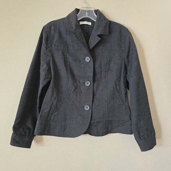 COLDWATER CREEK Black Women's Jacket Blazer Size Medium Paisley Patterned - Picture 2 of 7